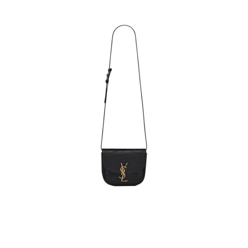 KAIA SMALL SATCHEL IN SHINY CROCODILE-EMBOSSED LEATHER