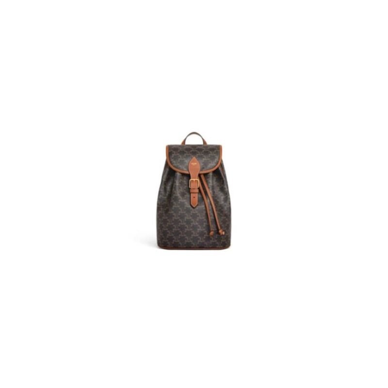 CELINE FOLCO Logo Print Calfskin Medium Backpack